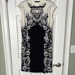 Apt. 9 Black and White Sheath Dress with Cap Sleeves
